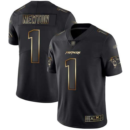 Carolina Panthers Limited Black Gold Men Cam Newton Jersey NFL Football 1 Vapor Untouchable